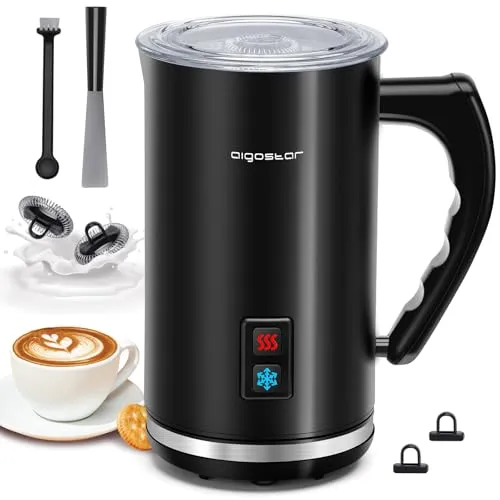 Aigostar Milchaufschäumer Elektrisch 500W 240ml - Automatische Milchaufschäumer für perfekten Milchschaum in 3 Modi, geräuschlos und schnell – ideal für Lattes, Cappuccinos und mehr.