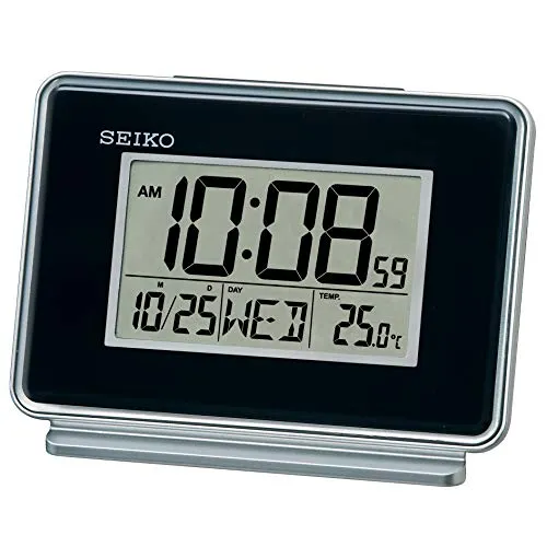 Seiko LCD Dual Alarm Kalender Uhr Kunststoff Schwarz in schwarz von Seiko Clocks