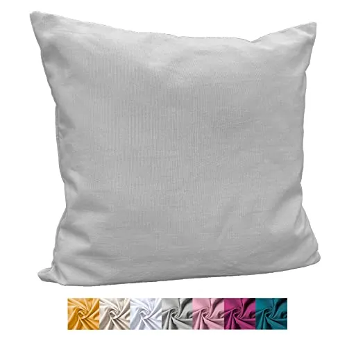 heimtexland ® Deko Kissenhülle Baumwolle Kissen Bezug Natur Dekokissen Typ849 Grau 48x48 cm