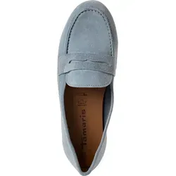 Tamaris Damen Loafer Flach Leder Blau, Größe 39 EU in blau von Tamaris