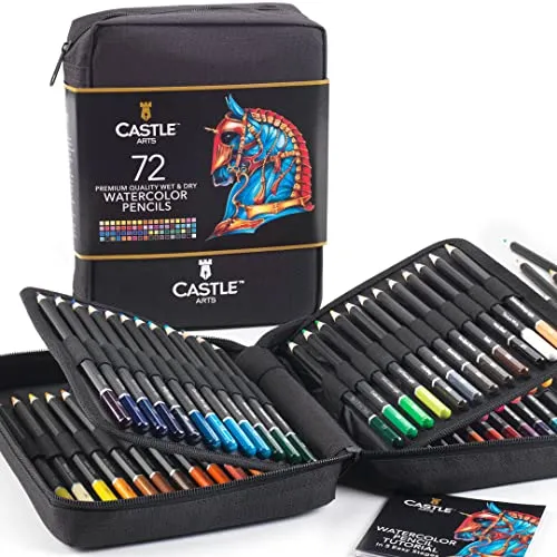 Castle Art Supplies 72 Aquarellstifte Set | Leuchtende Pigmente zum Vermischen, Zeichnen und Malen | Für erfahrene Künstler, Hobby- und Profilkünstler I In strapazierfähigem Reißverschlussetui
