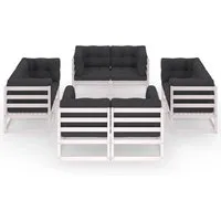 vidaXL 8-tlg. Garten-Lounge-Set mit Kissen aus Kiefer Massivholz - Gartenmöbel-Set aus robustem Kiefernholz mit bequemen Kissen, ideal zum Entspannen und für gesellige Stunden im Freien. Modular kombinierbar für individuelle Konfigurationen!