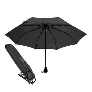 EuroSCHIRM® Taschenregenschirm light trek, kompakt und mit integriertem Kompass - Taschenschirm schwarz, leicht und schnelltrocknend, ideal für Wanderungen und Reisen - mit praktischem Kompass im Griff für Orientierung unterwegs.