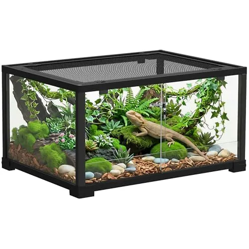 PawHut Terrarium für Reptilien, 60x45x32 cm mit Schiebetür von PawHut