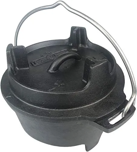 Grillfürst Dutch Oven 2L - Stabiler Feuertopf mit T-Füßen - Dutch Oven aus hitzebeständigem Gusseisen mit speziellen T-Füßen für stabilen Stand. Ideal für Eintöpfe, Brot und Kuchen - bereit zum direkten Einsatz ohne Einbrennen!