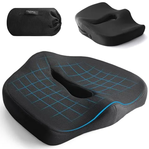 TOSUTO Sitzkissen Bürostuhl Ergonomisches,Sitzkissen Orthopädisch Entlastung Steißbein,Ischias,Hüfte,Memory Foam Kissen Abnehmbare Waschbare Jacke,Auto,Rollstuhl,Schwangerschaft für Langes Sitzen
