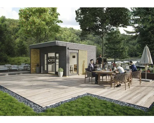 Gartenhaus SKAN HOLZ Tokio 4 - Flachdach mit Fußboden - Gartenhaus mit KSK-M Dachbahn, ideal für die Aufbewahrung von Gartenutensilien und als Rückzugsort im Garten.