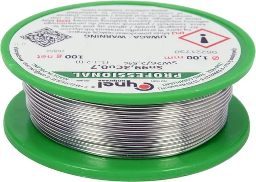 BLEIFREI Lötzinn 1mm 100g - Professionelles Zubehör für Lötkolben - Hochwertiges bleifreies Lötzinn für präzises Löten in Elektronik und Industrie. Mit Flussmittel im Kern für optimale Ergebnisse, erfüllt die RoHS-Richtlinie.