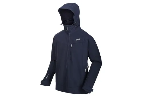 Regatta Hewitts VII Softshell-Jacke für Herren, Navy - Wasser- und winddicht - Funktionsjacken mit atmungsaktivem XPT Stretch-Softshellgewebe, ideal für Outdoor-Aktivitäten. Abnehmbare Kapuze und dauerhafte Wasserabweisung bieten optimalen Schutz.