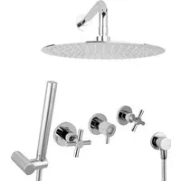 PaulGurkes Tropendusche Duschsystem 30cm Brausekopf aus Messing - Elegantes Duschsystem mit 30cm Brausekopf aus massivem Messing. Hochwertige Verchromung, langlebige Keramikventile und ECO-Durchflussbegrenzer für effizienten Wassereinsatz.