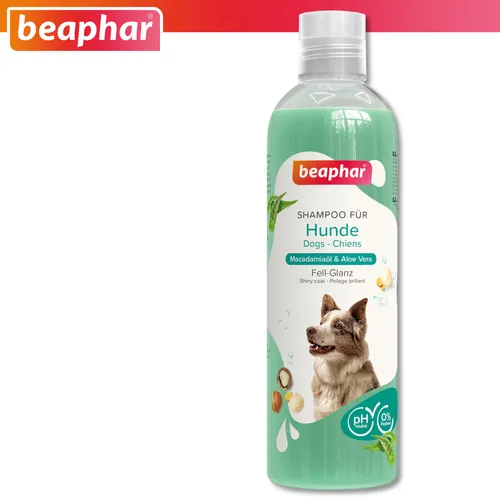Beaphar 1 x 250 ml Hunde Shampoo Fell-Glanz mit Macadamialöl & Aloe Vera
