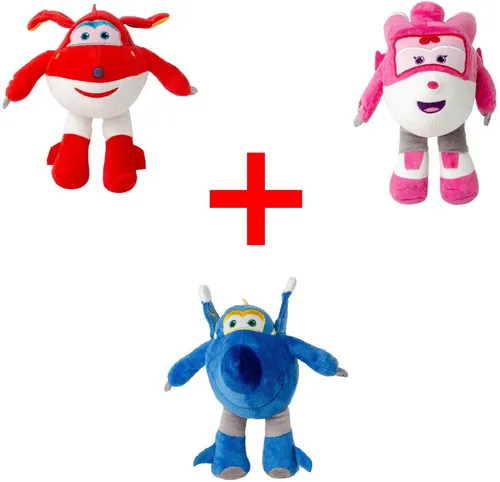 Super Wings Plüschfiguren 3er-Set: Jett, Dizzy und Jerome - Perfektes Geschenk - Abteilung: Spielwaren, 3er-Set mit beliebten Super Wings Charakteren, ideal zum Spielen und Sammeln. Perfekt für Geburtstage und Feiertage, aus weichem Plüsch für endlosen Spielspaß!