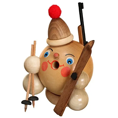 Räucherfigur Räucherschneeball Biathlet BxHxT ca 7 x 9 x 7cm NEU Räuchermann Schnee Rauchmann Räucherkerze Figur Holz Seiffen Erzgebirge Holz Rauchfigur