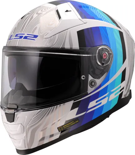 LS2 FF811 Vector II Freedom Helm 2XL, weiss-blau - Motorradhelm mit herausnehmbarem, waschbarem Innenpolster und kratzfestem Visier für optimalen Komfort und Sicherheit.