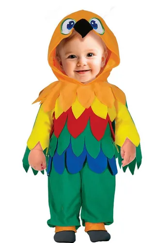 Fiestas Guirca Kostüm Papagei für Karneval 86/92 - Buntes Vogel-Karnevalskostüm aus 100% Polyester, ideal für kleine Abenteurer ab Geburt, sorgt für Spaß und Freude beim Feiern!