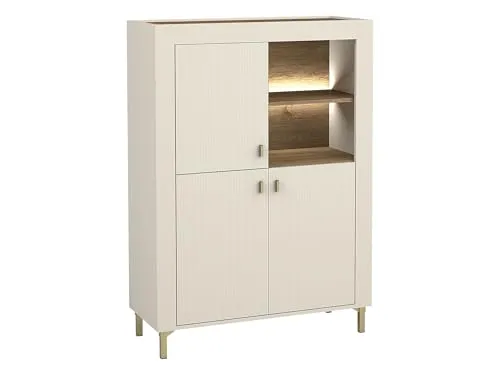 Mirjan24 Highboard in Kaschmir, 97x136 cm - Elegantes Highboard aus Holzwerkstoff mit LED-Beleuchtung, ideal für Ihr Wohnzimmer. Maße: 97x136x40 cm, modernes Design und praktische Stauraumlösungen.