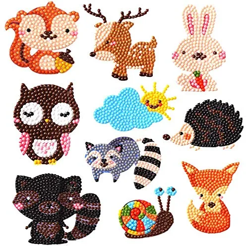 AMACOAM 5D Diamond Painting Kinder Set DIY Diamant Malerei Kits Tiermalerei Tiere Diamant Aufkleber für Kinder Erwachsene Anfänger Mädchen Junge Geburtstagsgeschenk 10 Stück Motive