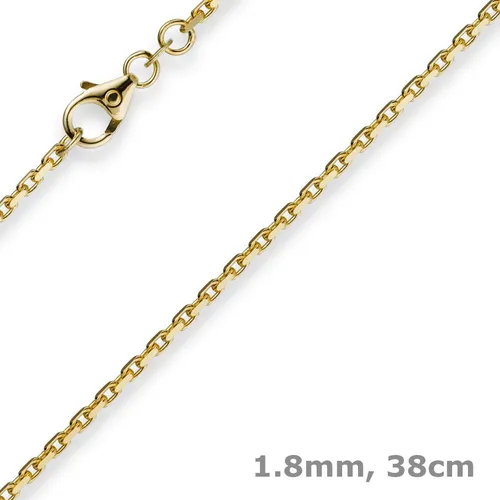 1,8mm Ankerkette Halskette aus 585 Gelbgold, 38cm Unisex - Elegante 38 cm lange Ankerkette aus 585 Gelbgold. Ideal für jeden Anlass, zeitloses Design und hohe Qualität für stilvolle Akzente.
