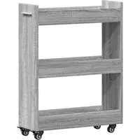 vidaXL Schrank mit Rollen Grau Sonoma 60x22x79 cm - Praktischer Wohnzimmerschrank mit Lenkrollen für einfache Mobilität und reichlich Stauraum, ideal für Getränke und Dekoartikel.