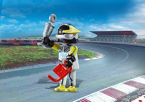 PLAYMOBIL Playmo-Friends Rennfahrer 70812 - Bunt, inklusive Pokal und Lenkrad, fördert Kreativität und Fantasie für Kinder ab 4 Jahren