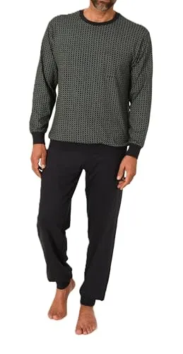Normann Herren Schlafanzug lang mit Bündchen aus Baumwolle - Übergröße, dunkelgrau, Größe: 54 - Komfortabler langarm Herren Pyjama in elegantem Design. Die Bündchen sorgen für optimalen Sitz und hohen Schlafkomfort. Aus weicher Baumwolle, auch in Übergrößen erhältlich. Markenqualität von Normann, seit 1903 für Nachtwäsche bekannt.