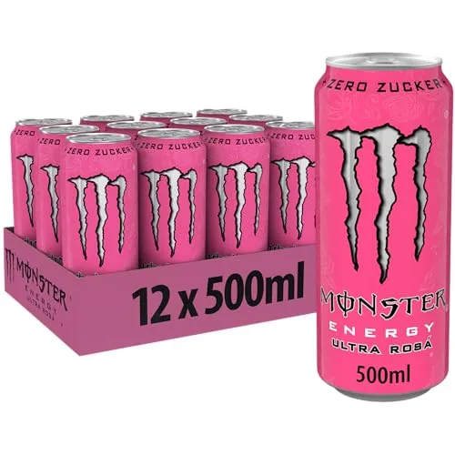 Monster Energy Ultra Rosá, Energy Drink, Einweg Dose, 12 x 500 ml | Koffeinhaltiger Energy-Drink mit erfrischend-leichtem Grapefruit-Geschmack, full Flavour, zero Zucker, zero Kalorien