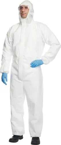 DuPont ProShield 20 | Schutzanzug mit Kapuze, Kategorie III, Typ 5 und 6 | Weiß | Größe L
