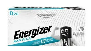 Energizer Max Plus D Batterien, 20 Stück - Alkali-Mangan Batterien für High-Tech Geräte, auslaufsicher und langlebig mit 10 Jahren Haltbarkeit, ideal für Geräte mit hohem Energiebedarf.