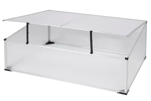 Frühbeet Gewächshaus Aluminium 100x60x40cm - Gewächshaus für optimale Pflanzenanzucht, wetterdicht mit Aluminiumrahmen und Belüftungsbügel für ideale Luftzirkulation.
