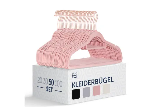 Blumtal Kleiderbügel Rutschfest - Samtoptik - Platzsparend, (50-tlg), Premium inkl. Krawattenhalter, 360° drehbar, Anti-Rutsch Bügel