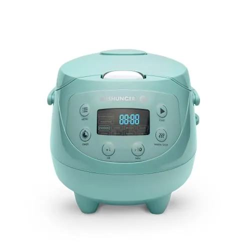 Reishunger Reiskocher - Digitaler Mini Reiskocher mit Timer und Warmhaltefunktion, Mint - Reiskocher mit 8 Kochprogrammen, Dämpfeinsatz und doppelter Keramikbeschichtung für perfekten Reis und schonendes Garen von Gemüse und Fisch. Ideal für kleine Haushalte!