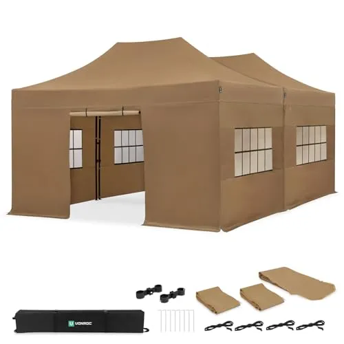 VONROC Gartenpavillon 6 x 4,5 m Easy-Up – 2 Partyzelte mit Seitenwänden