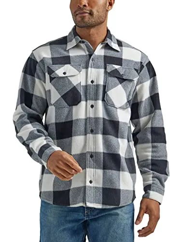 Wrangler Authentics Herren Langärmeliges, Schweres Fleece Hemd mit Button-Down-Kragen, Birkenbüffel, Klein
