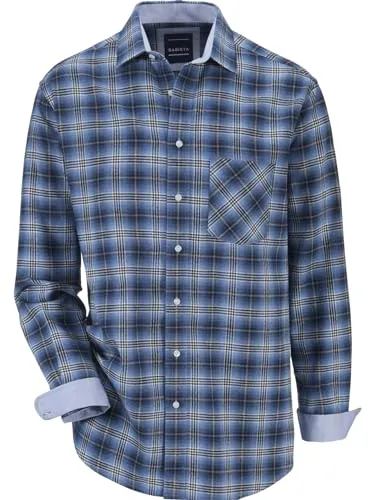 BABISTA Herren Flanellhemd Floreverti stylisches Karohemd aus Flanell mit Kentkragen und Brusttasche, warmes Hemd mit weichem Griff für Herbst und Winter, Reine Baumwolle blau, M - 39/40