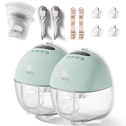 NCVI Tragbare Elektrische Milchpumpe mit LED-Display - Brustpumpen mit 4 Modi und 9 Stufen für schmerzfreies Abpumpen. Superleise, ideal für unterwegs mit 150 Min. Laufzeit und 10 Muttermilchbeuteln im Set.