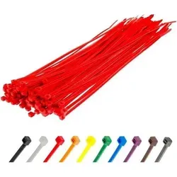 Kabelbinder Rot 300 x 4,8 mm – 100 Stück, UV-beständig - Praktisches Set mit 100 roten Kabelbindern (300 mm x 4,8 mm) für vielseitige Anwendungen. Mit einer Zugfestigkeit von 22,2 kg bieten sie zuverlässigen Halt und sind ideal für den Innen- und Außenbereich geeignet.