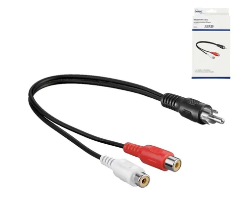 DINIC Audio-Video Cinch-Kabel, 1x Stecker auf 2x Buchse, 0,20m, #26647453