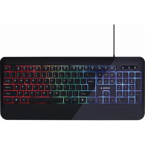 Gembird KB-UML-03 - QWERTY Hintergrundbeleuchtete Tastatur - Tastaturen mit USB-Anschluss, ideal für nächtliches Tippen dank der praktischen Hintergrundbeleuchtung in elegantem Schwarz.