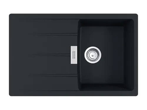 Franke Centro CNG 611-78 Black Matt Granitspüle - Granitspüle in elegantem Schwarz, reversibles Becken, ideal für Unterschränke ab 45 cm, mit praktischer Exzenterbetätigung – perfekte Lösung für moderne Küchen.