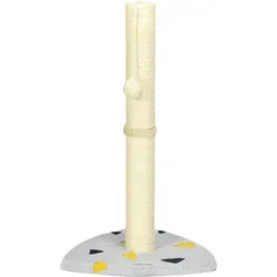 PawHut Kratzstamm, 62cm Kratzsäule für Katzen, Kratzbaum klein mit Kratzball, Kratzsäule aus Jute für Katzen, Katzenmöbel, Indoor, Hellgrau+Beige - Weiß