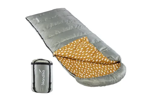 Skandika Deckenschlafsack Dundee Flanell - Koppelbarer Doppelschlafsack für 3 Jahreszeiten, ideal für Camping, mit einem Temperaturbereich bis -20°C und großzügigen Maßen von 220 x 80 cm.