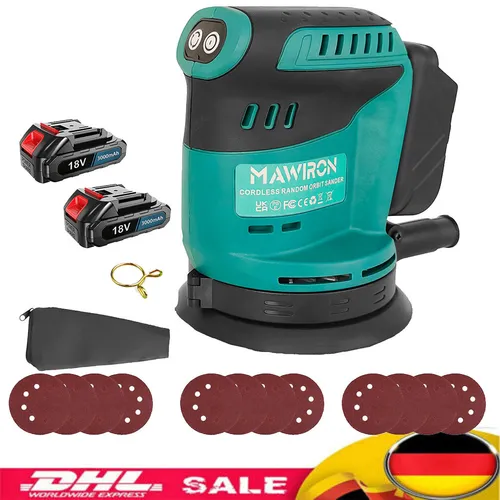 Makita DBO180Z - Akku-Exzenterschleifer 18V 125mm, geringe Vibrationen und integrierte Staubabsaugung für sauberes Arbeiten