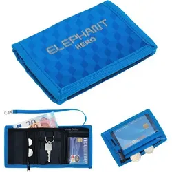 Geldbörse Kinder Portemonnaie Elephant Hero Signature Wallet mit Schlüsselgurt und Karabiner Börse Jungen Mädchen Schülerbörse 12864 Dark Blu... - Blau