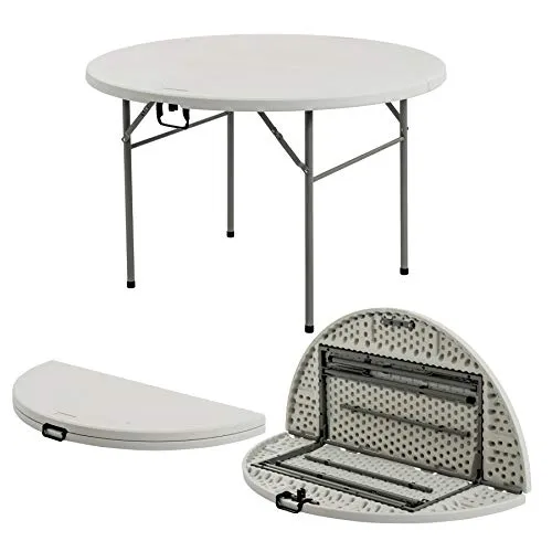 Harbour Housewares Robuster, zusammenklappbarer Bocktisch - 120 cm (4 Fuß) - rund - leicht zu verstauen, für Büro, Schreibtisch, Arbeitsplatz, Kunsthandwerk, Catering, Grillen, Garten