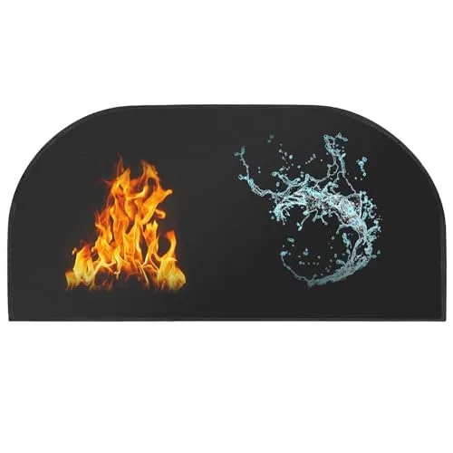 Nizirioo Funkenschutzplatte für Kaminofen: 50 x 102CM Feuerfeste Unterlagem, Halbrund Feuerfeste Bodenschutzmatte für Kamine, Funkenschutzplatte Herdbereich für Kamine im Herd, Heizungen