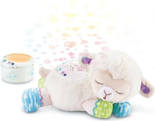 VTech 550505 Manon Baby Schaf Plüsch-Nachtlicht - Nachtlichter für Kinder – 3-in-1 Plüschtier mit sanfter Lichtprojektion und beruhigenden Melodien, ideal für eine süße Nacht. Empfohlen ab 0 Jahren, perfekt als Geschenk zur Geburt.
