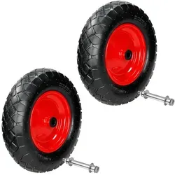 ECD Germany Schubkarren-Rad - Pannensicheres PU Vollgummi Ersatzrad - Ersatzrad mit Stahlfelge, ideal für Gartenkarren, belastbar bis 200 kg und wartungsfrei dank pannensicherem Design.