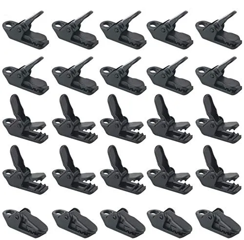 Zelt Clips Set Kleine Clamp Plane Planenhalter Planen-Klemmen, 25 Stück Winddichte Markisen Camping Vorzelt Clips Kunststoff Krokodilklemme für Outdoor