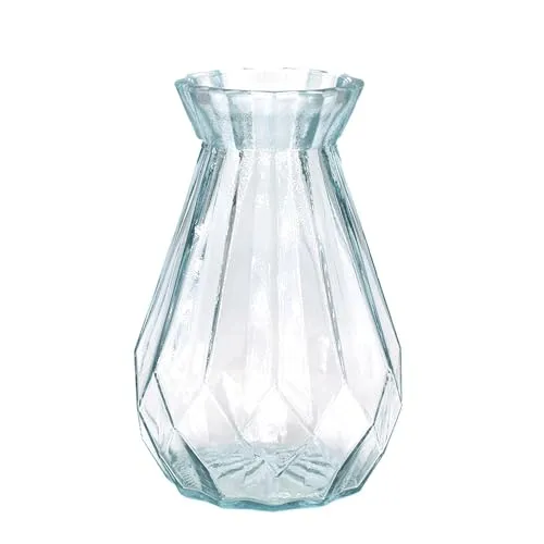 Vase Glas 14cm x 1 Stück Diamant Muster 330ml Blumenvase Glasvase Dekoflasche Glaskaraffe klar