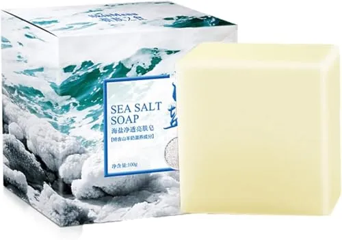 Weixinbuy Natürliche Meersalzseife, Ziegenmilch, Mitessernarben und Akne, Anti-Cellulite-Seife, für alle Hautbedingungen